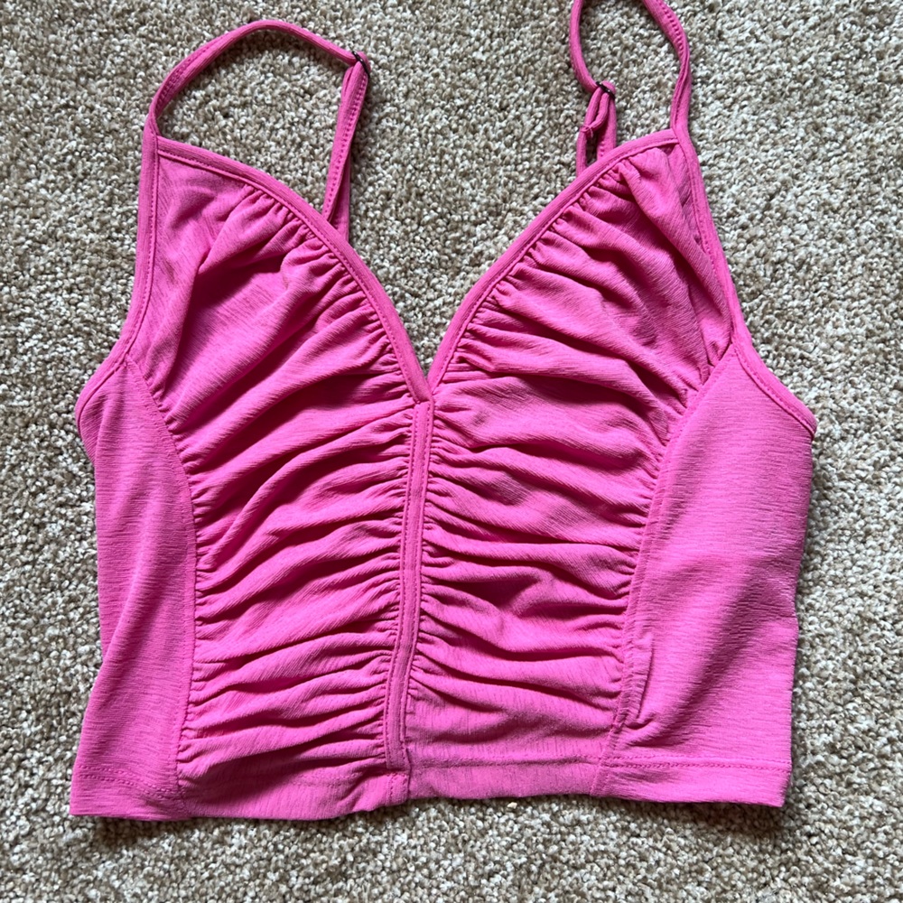 Hot pink cropped tank top